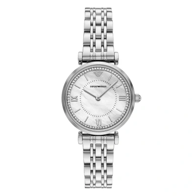 Afbeelding van Emporio Armani Quartz Zilver Dames horloge met Parelmoer wijzerplaat &amp; stalen band
