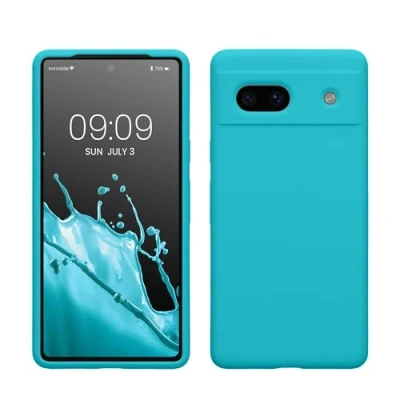 Afbeelding van kwmobile telefoonhoesje geschikt voor Google Pixel 7a Hoesje met siliconen coating Smartphone case in ijsblauw