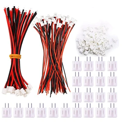 Afbeelding van HUAZIZ 50 paar JST PH 2.0 2 pins stekkers en 10 cm rood zwart siliconen kabel draad met bus, connector, mannelijke vrouwelijke connector