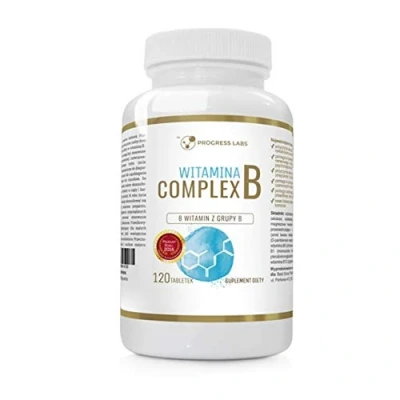 Afbeelding van Progress Labs Vitamine B Complex 100% Pakket van 1 x 120 Capsules B5 B6 B1 B12 Niacine Biotine Riboflavine Foliumzuur Thiamine