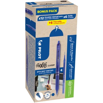 Afbeelding van Pilot Frixion Ball Clicker, 12 rollers en 6+6 vullingen 0,7 mm, blauw