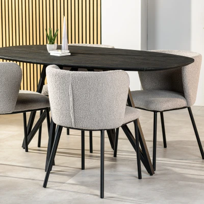 Afbeelding van Vurna Dotan eettafel ovaal 160x90 cm zwart Hout