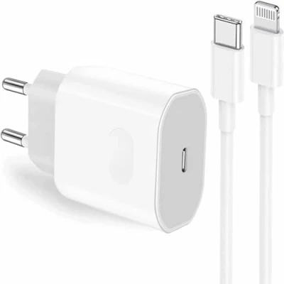 Afbeelding van iPhone oplader, 20 W USB C adapter met 2 m Lightning kabel, oplaadkabel voor 14/13/12/11 Pro Max/Plus, iPad Pro/Air, snellaadkabel, snellader