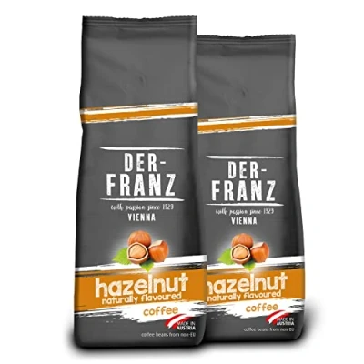 Afbeelding van Der Franz koffie, op smaak gebracht met hazelnoot, Intensität3 / 5, Arabica en Robusta gemalen, 2x500g