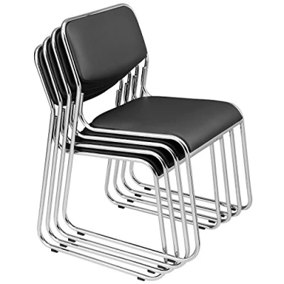 Afbeelding van [pro.tec]® Bureaustoel Conferentiestoel 4 stuks set Zwart