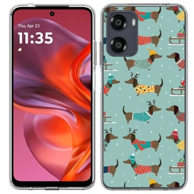 Afbeelding van Cazy Hoesje geschikt voor Motorola Moto G05 Siliconen Winterse Teckels