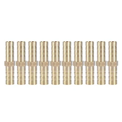 Afbeelding van slangverbinder 8mm messing Rechte 2 weg pijpverbinder koppeling met prikkeldraad