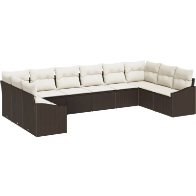 Afbeelding van vidaXL Tuin Sofa Set van 10 Beige Rattan Loveseat Rechthoekig