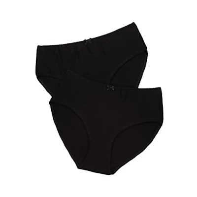 Afbeelding van Ulla Popken grote maten dames maat tot 58+, slips, ondergoed in een verpakking van 2, perfecte pasvorm, uni, basic, 640593, zwart (10), 46