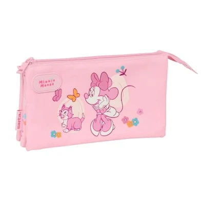 Afbeelding van Pennenetui met 3 vakken Minnie Mouse Baby Roze 22 x 12 cm