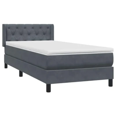 Afbeelding van vidaXL Boxspring met matras fluweel donkergrijs 80x220 cm