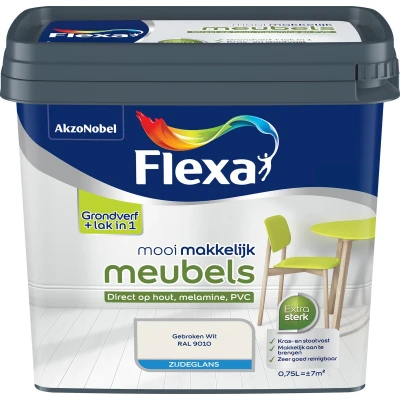 Afbeelding van flexa mooi makkelijk meubels zijdeglans gebroken wit 0.75 ltr