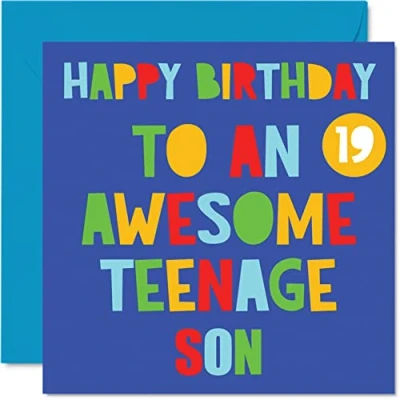 Afbeelding van Leuke 19e verjaardagskaarten voor zoon Awesome Teenage Son 19 Gelukkige Verjaardagskaart van mama of papa, verjaardagscadeaus, 145 mm x negentiende verjaardag wenskaarten
