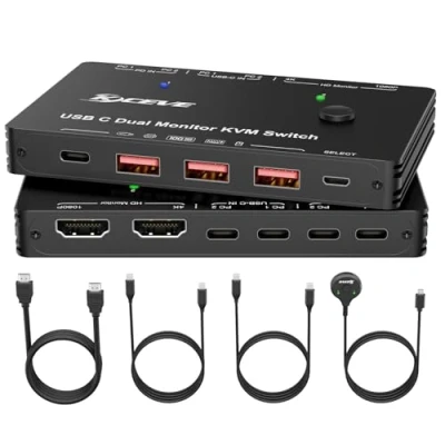 Afbeelding van YOUTINGHDAV KVM Switch 2 PC monitoren USB C, Dual Monitor HDMI voor laptops, C MST Port, Type 65W PD laptop, in out, out 4K @60Hz,