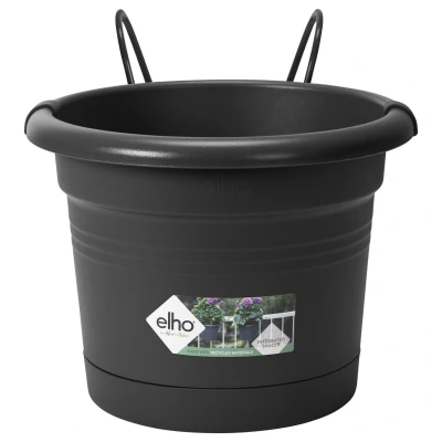 Afbeelding van Elho Balkonbakset Green Basic All In 1 Rond Plantenbak 20x26x19 cm Zwart