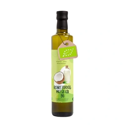 Afbeelding van Biologische kokosolie MCT C8 C10 koudgeperst 500 ml. Pure en met middellange ketenvetzuren C10, geschikt voor keto, paleo, lichaam of haar. MCT.