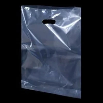 Afbeelding van Transparante Plastic Draagtassen 38cm x 46cm + 7cm (1 DOOS 100 TASS)