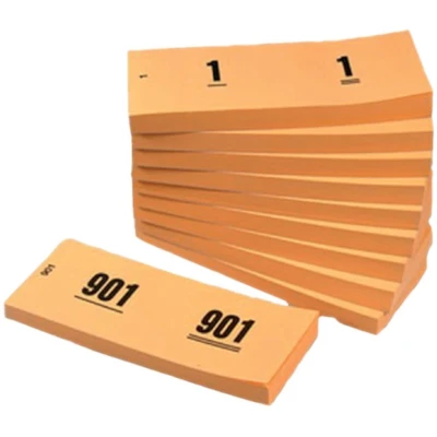 Afbeelding van Nummerblok 42x105mm nummering 1 1000 oranje 10 stuks
