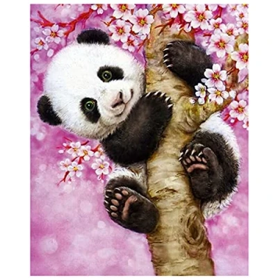 Afbeelding van DIY 5D Diamond Painting Kit, Art Full Drill Cute Panda Embroidery Rhinestone Cross Stitch Arts Craft Canvas Wall Decor