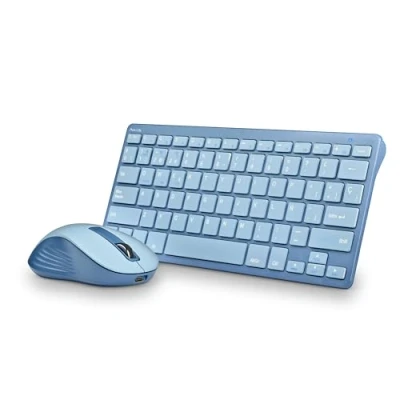 Afbeelding van NGS Fantasy Kit Blue toetsenbord en muis, Spaanse taal, QWERTY, oplaadbaar, stil, multimode (2,4 GHz/BT1/BT2), 12 multimedia toetsen, instelbare DPI, compatibel met pc/Mac/tablets