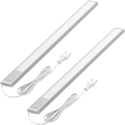 Afbeelding van Oktaplex set van 2 Riva LED Onderkastverlichting vlak 730lm warm wit 57,5cm zilver met schakelaar Keukenlamp 10,4W 230V