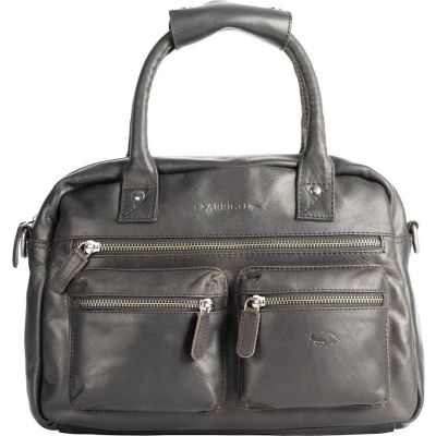 Afbeelding van Tas Dames Zwart Leer Lederen Schoudertas Handtas Echt Medium Formaat