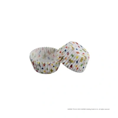 Afbeelding van Zenker meets Haribo muffinvormpjes van papier, 50 stuks, perfect voor carnaval of de volgende kinderverjaardag, papieren vormpjes muffins in design