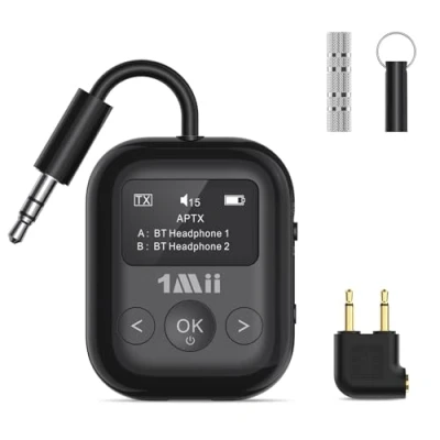 Afbeelding van 1Mii SafeFly Min+ Bluetooth zender en ontvanger, adapter voor vliegtuig, 2 apparaten kunnen worden gekoppeld, te gebruiken met elke 3,5 mm jack op vliegtuigen, fitnessapparatuur, tv&#039;s, 2024