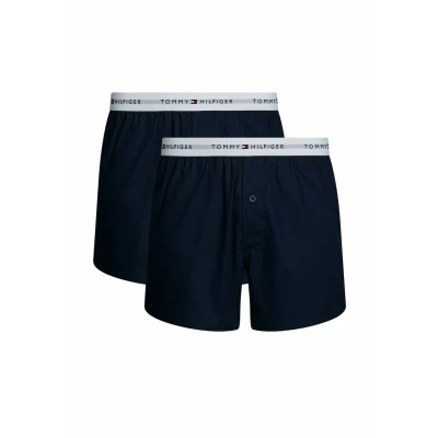 Afbeelding van Tommy Hilfiger Heren 2P Geweven Boxer UM0UM03376, Boxer, Blauw, S, Blauw (Woestijnhemel/Woestijnhemel), S