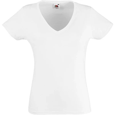 Afbeelding van Fruit of the Loom Dames V hals Valueweight T shirt, wit, M