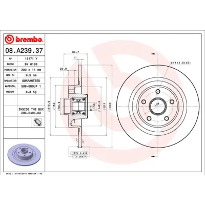 Afbeelding van Brembo Remschijven 08.A239.37