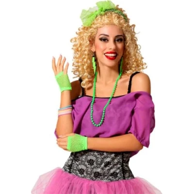 Afbeelding van Foute 80s/90s party verkleed accessoire set 7 delig in neon groen