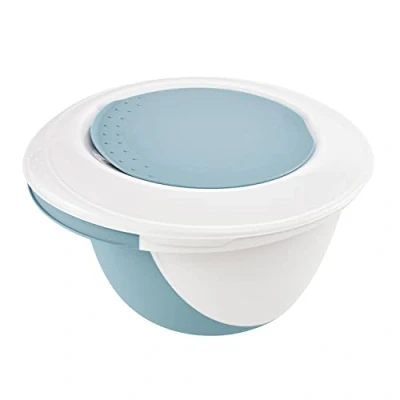 Afbeelding van keeeper 300306800000 camilla set mengkom met anti slip functie en spatbescherming/deegschraper, kunststof, Nordic Blue