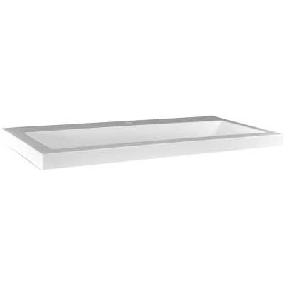 Afbeelding van Wiesbaden Flag wastafel enkel met 1 kraangat 80x36x4 cm kunstmarmer glans wit
