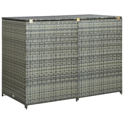Afbeelding van Containerberging dubbel 148x77x111 cm poly rattan antraciet