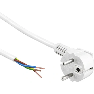 Afbeelding van Open eind aansluitsnoer Schuko stekker 2 meter Wit Allteq