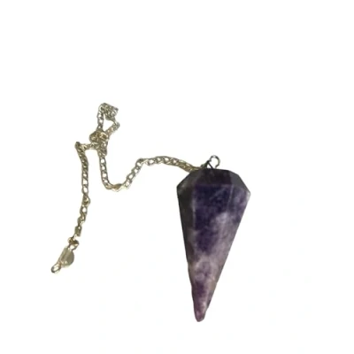 Afbeelding van slinger natuursteen lepidoliet, kristallen slinger, zeshoekige vintage voor wensoproep, chakra Reiki waarzeggerij, Wicca meditatie (lepidoliet)