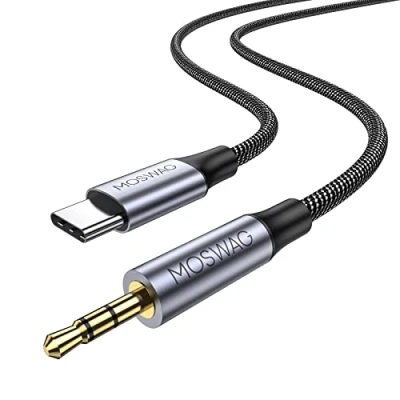 Afbeelding van MOSWAG USB C naar 2,5 mm audiokabel, hoofdtelefoonverlengsnoeren voor Bose QuietComfort SE, QCSE, QC45, QC35 II, QC35, QC25 kabel en meer hoofdtelefoons met poort.