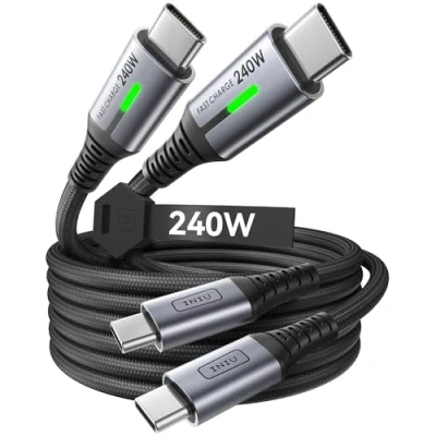 Afbeelding van INIU 240W USB C kabel, [2 pack 2m] PD snellaadkabel naar C, nylon gevlochten oplaadkabel oplader voor iPhone 15 Pro Max Samsung Galaxy S23 S22 Pixel 7 iPad MacBook Air Tablet etc