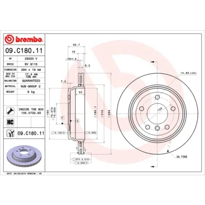Afbeelding van Brembo Remschijf 09.C180.11