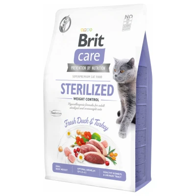 Afbeelding van Brit Sterilized Weight Control Eend&amp;Kalkoen Kattenvoer 2 kg