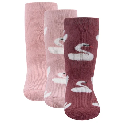 Afbeelding van Ewers 3 pack Swan stopper sokken SoftStep, met antislip zool voor meisjes, rubberen zool, MADE IN GERMANY, paar kindersokken, maat 18 29
