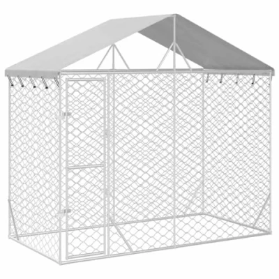 Afbeelding van vidaXL Hondenkennel met dak 3x1,5x2,5 m gegalvaniseerd staal zilver