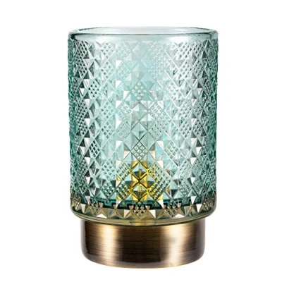 Afbeelding van Pauleen 48131 Modern Glamour mobiele tafellamp glas timerfunctie 6 uur batterij glazen lamp zonder kabel turquoise glas/metaal