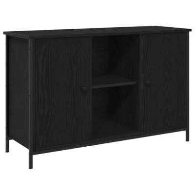 Afbeelding van vidaXL TV Kast Zwart Eiken 101x35x65 cm Geëngineerd Hout en Staal