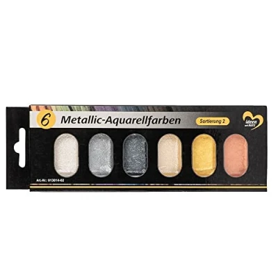 Afbeelding van Ideen mit Herz Metallic aquarelverf, set van 6, 6 kleuren (sortering 2)