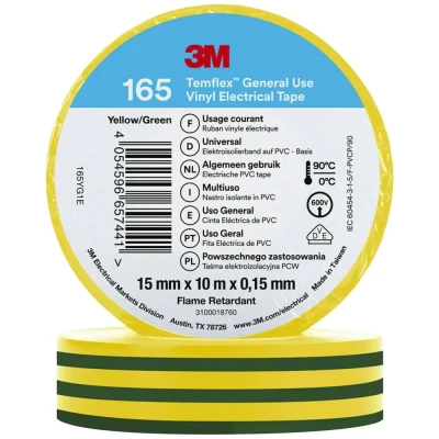 Afbeelding van 3M Temflex™ 165 165YG1E Isolatietape Temflex Geel (l x b) 10 m 15 mm 1 stuk(s)