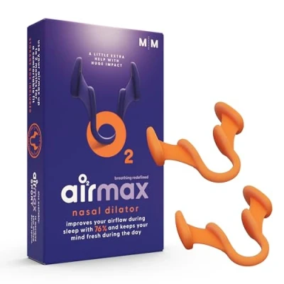 Afbeelding van Airmax neusspreider Anti snore nasal dilator 76% meer lucht Vrije neusademhaling Beter slapen en uitgerust wakker worden Maanden herbruikbaar Incl. storage box 2 stuks medium oranje