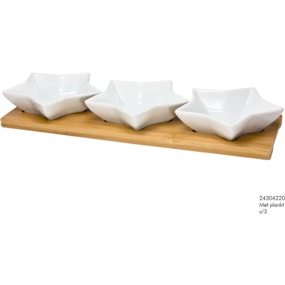 Afbeelding van Schaaltjes set a 3 op bamboe plank