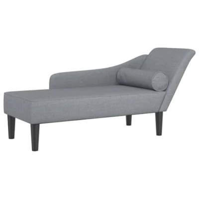 Afbeelding van vidaXL Chaise longue met kussens stof lichtgrijs